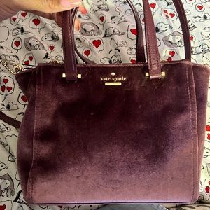 Purple Velvet Kate Spade Small Tote Bag